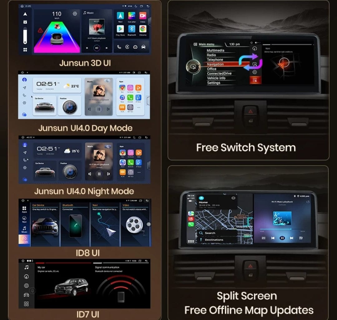 Systemcar67™ Bmw 1,2 Series F20/F21/F22/F23/F45 10.Pouces Carplay sans Fil Android Auto 2013-2018 NBT System