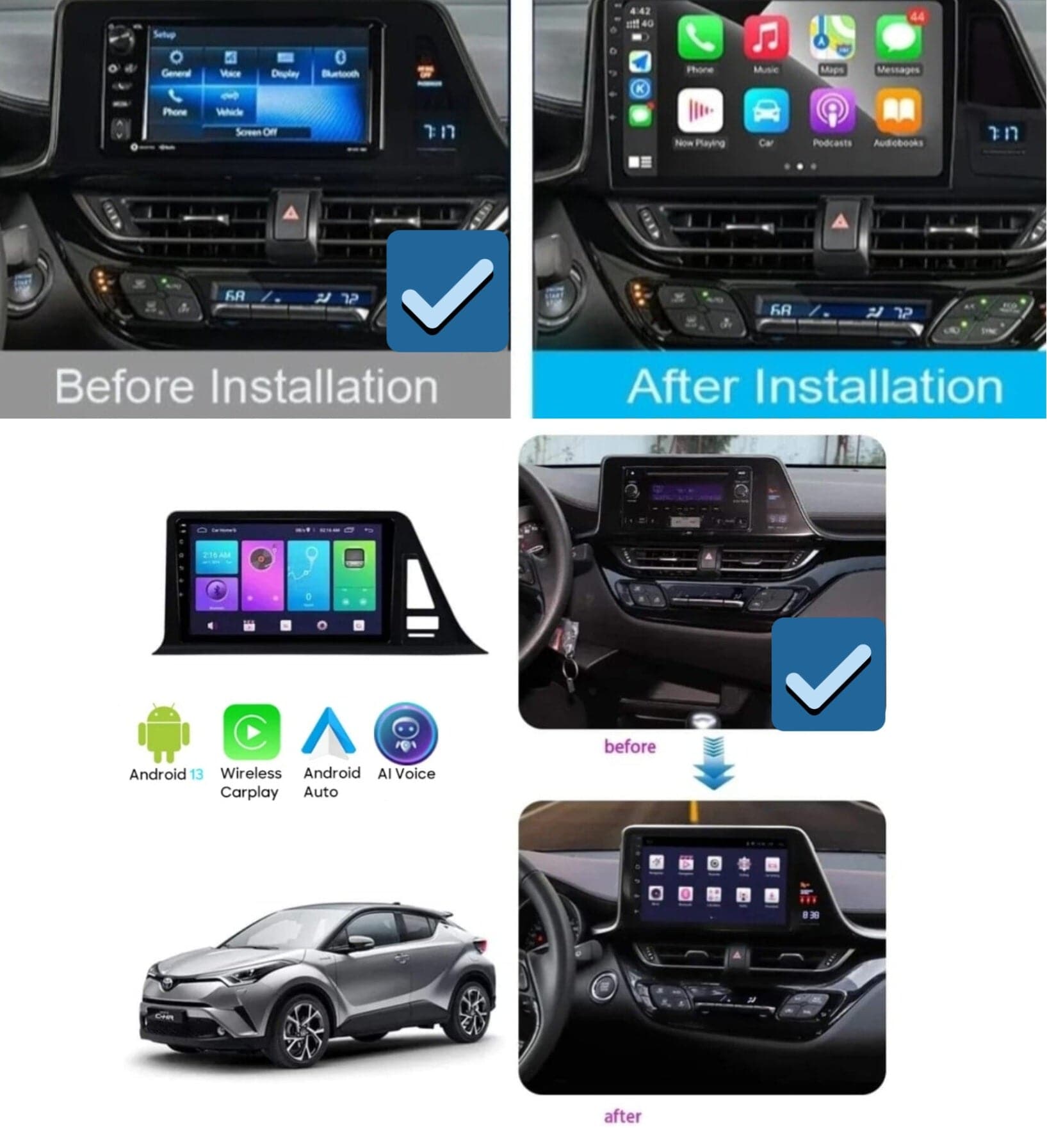 Systemcar67™ Carplay Toyota C-HR Android Auto 2016-2020 9 pouces