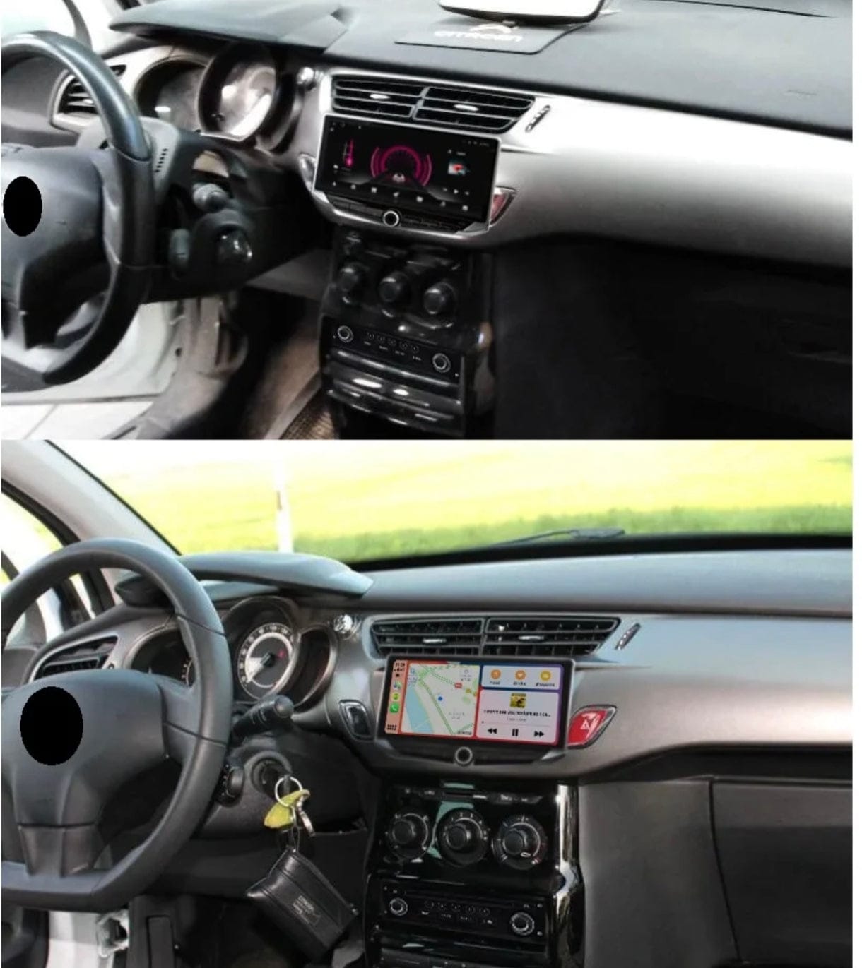 Android 14 Autoradio Multimédia, pour Citroen C3 DS3 2009-2017 9 Pouces 2 Din Écran Tactile Autoradio CarPlay GPS AHD Bluetooth 4G64