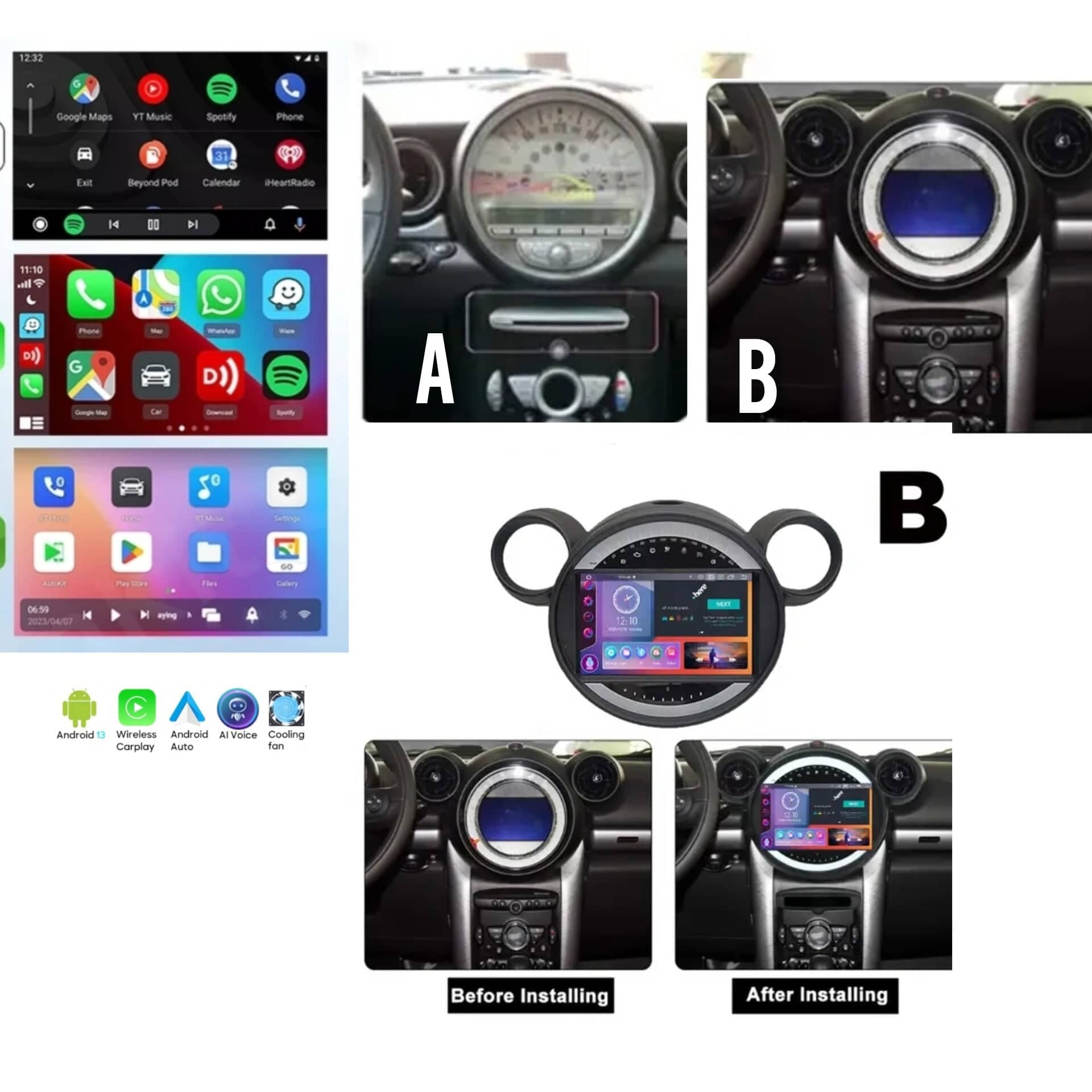 Systemcar67™Carplay Mini Cooper One Clubman countryman R56 R57 R60 R61 2006-2013