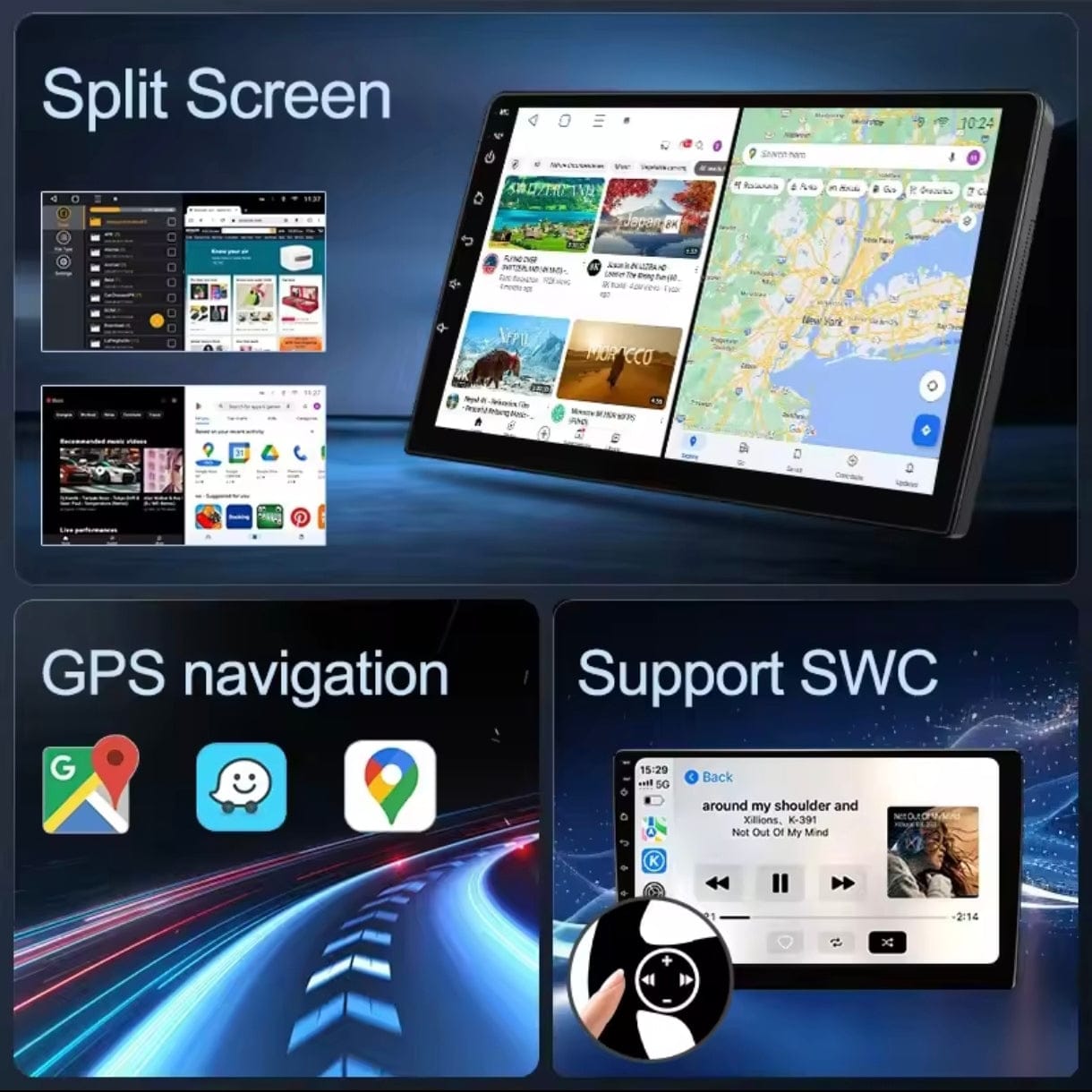 Android 14 Autoradio Multimédia, pour Citroen C3 DS3 2009-2017 9 Pouces 2 Din Écran Tactile Autoradio CarPlay GPS AHD Bluetooth 4G64