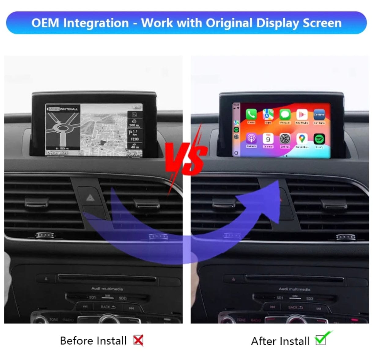 Systemcar67™ Boitier Carplay Audi Q3 2011-2018 Système MMI