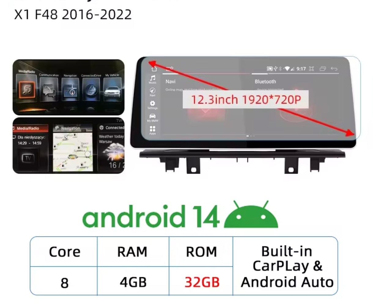 Systemcar67™ Bmw X1 F48 Carplay sans fil 4G64 ans Evo 2016-2010
